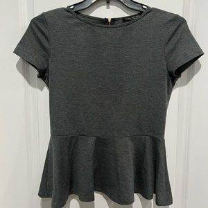 Green Envelope Grey Short Sleeve Shirt, Zip Up Back, Sz M